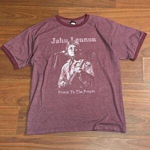Vintage 2004 ALM John Lennon Maroon Ringer Shirt Size Mens Large
